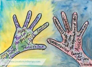 Hands Hold On To and Let Go Art Therapy | Creativity in Therapy