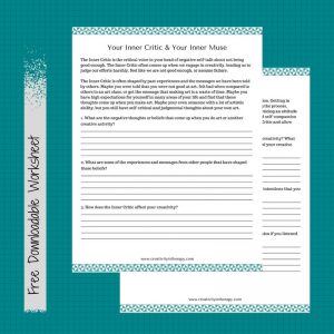 Your Inner Critic and Inner Muse - free worksheet download (Creativity in Therapy)