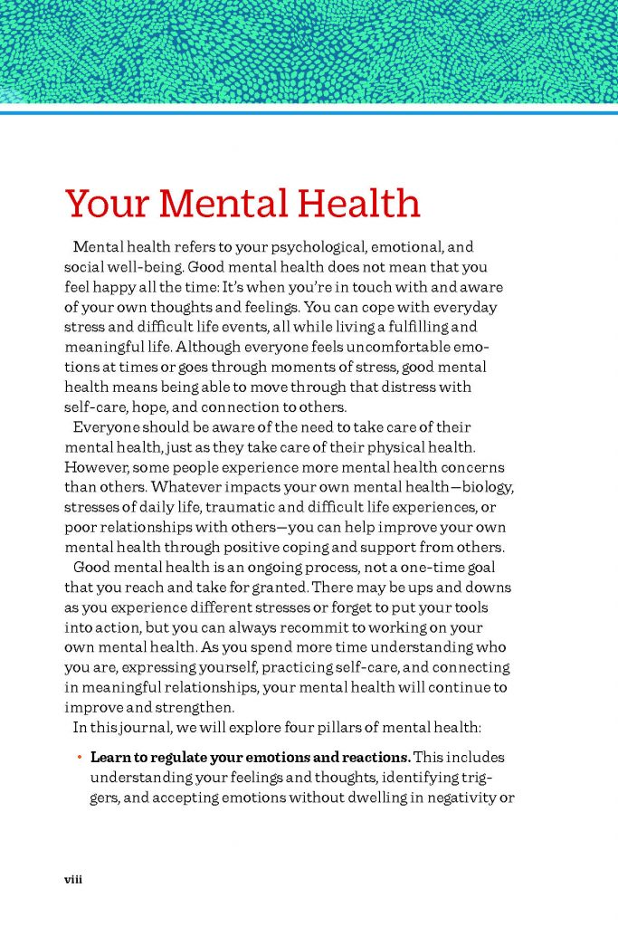 Book page explaining mental health